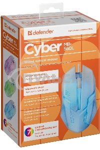 Мышь проводная Defender Cyber MB-560L белый, 1200 dpi, USB, кнопки - 3