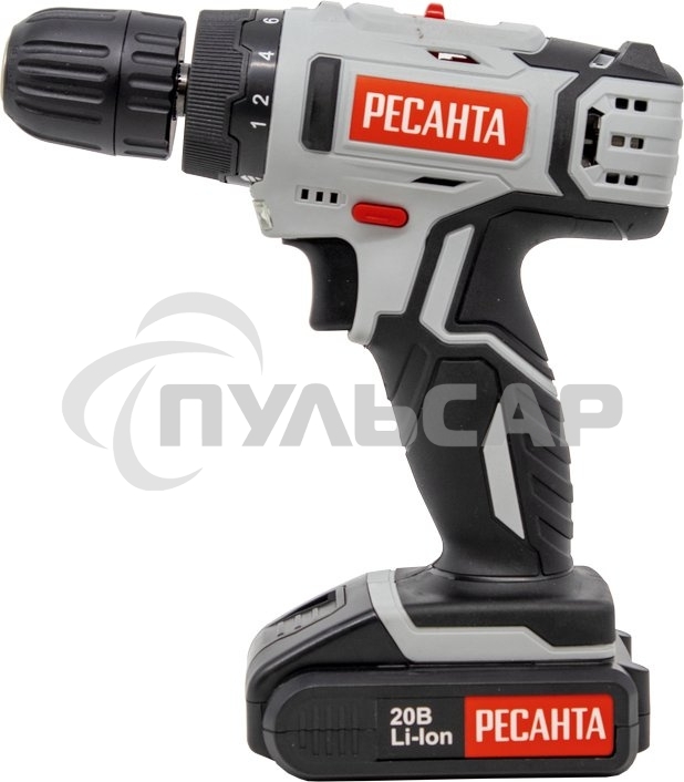 Дрель-шуруповерт Ресанта ДА-20-2ЛК 75/14/11, Аккумуляторная, 20В, 2 АКБ, Кейс