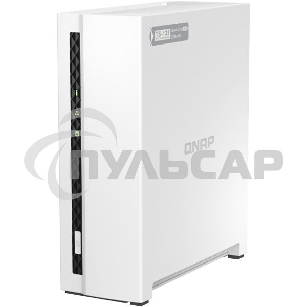 Сетевое хранилище SMB QNAP TS-133 NAS 1 HDD tray. ARM 4-core Cortex-A55 1.8GHz, ram 2 Gb (max), 1x1GbE, 1xUSB 2.0 port,1xUSB 3.2 Gen 1