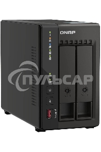 SMB QNAP TS-253E-8G NAS, 2-tray w/o HDD. 2xHDMI-port. 4-core Celeron J6412 2-2.6 GHz, 8Gb DDR, 2x2.5Gb LAN, 2 x M.2 2280 PCIe Gen 3 x2, 2x USB 3.2 Gen 2 (10Gbps) Port, 2x USB 2.0 port