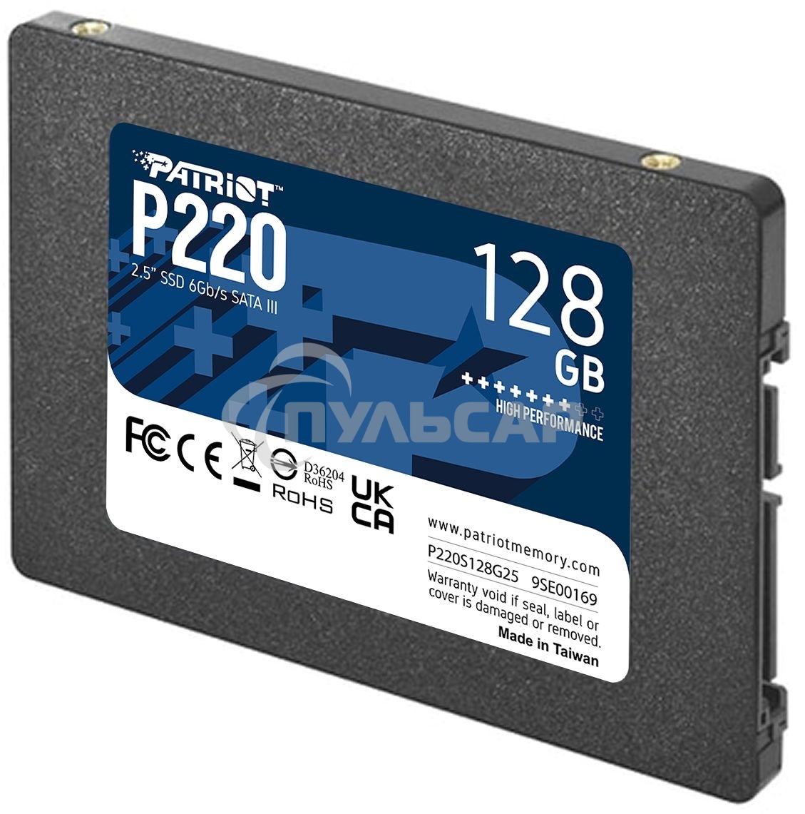 Накопитель SSD Patriot P220, 128Gb, SATA III, 2.5