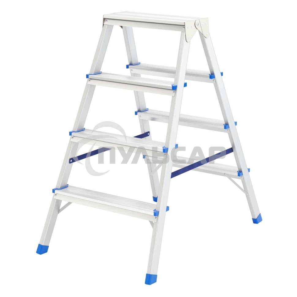 Стремянка двусторонняя Сибртех 4ст алюминиевая, 97924