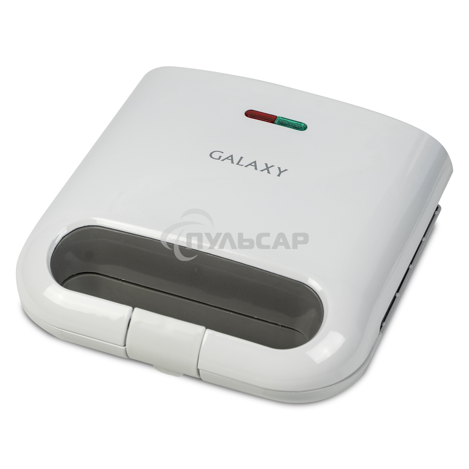 Сэндвич-тостер Galaxy Line GL 2962, белый, с несъемными пластинами, 800 Вт, индикаторы нагрева и сети, антипригарное покрытие рабочей поверхности, теплоизолированный корпус, прорезиненные ножки, препятствующие скольжению