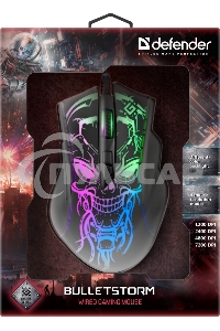 Мышь проводная Defender Bulletstorm GM-928 черный, 7200 dpi, USB, кнопки - 7