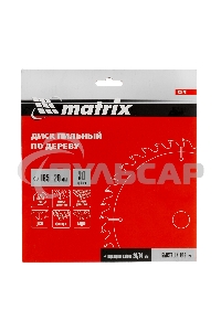 Пильный диск по дереву Matrix, ф185 х 20 мм, 36 зубьев + кольцо 20/16