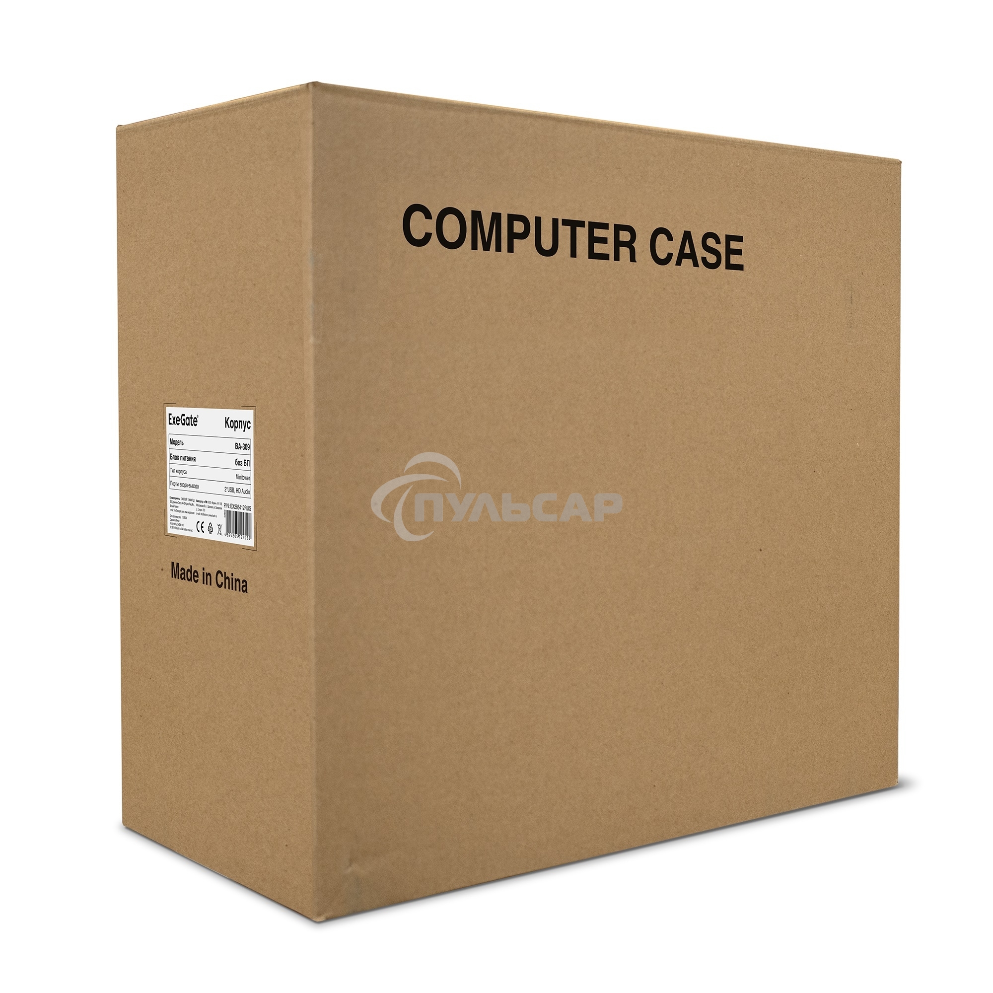 Компьютерный корпус Minitower ExeGate EX286412RUS BA-309 (mATX, без БП, 2*USB, HD аудио, черный)