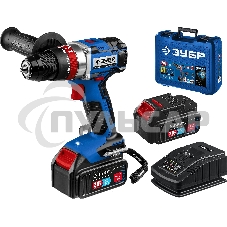 Дрель-шуруповерт ЗУБР DBS-201-42, 20В, 2 АКБ, Ударная, Кейс