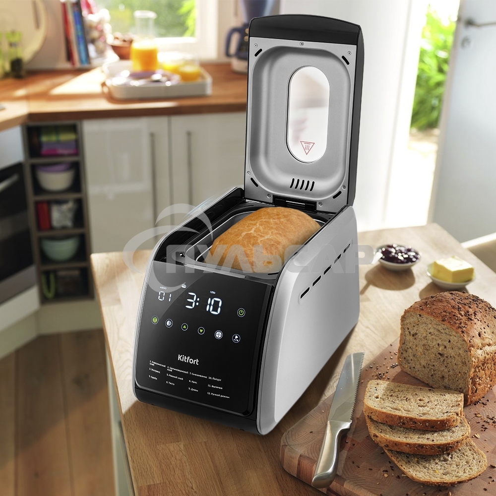 Хлебопечь Kitfort KT-305 черный/серебристый
