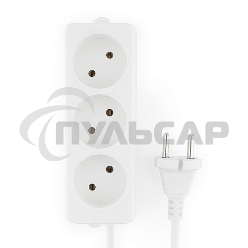 Удлинитель Гарнизон EL-NL3-W-5, 3 розетки допустимый ток 10А, длина 5 м.