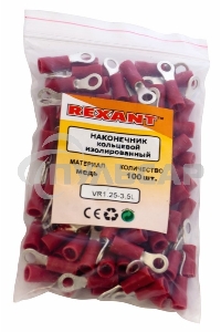 Наконечник кольцевой изолированный (НКИ ø 3.7 мм) 0.5-1.5 мм² (НКи 1.5-3.5) красный Rexant