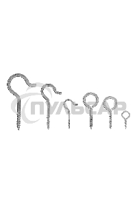 Набор крюков-саморезов СИБРТЕХ 2,5x25, 3x40, 5x65, 5x75, 6x45, 6x50 мм, 151 предм. СИБРТЕХ 47611