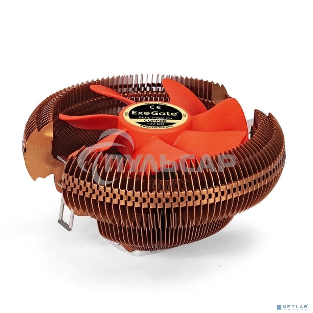 Кулер для процессора ExeGate EE90-PWM.Cu бронзовый, 90 мм, алюминий/медь, 2400 об/мин, 24 дБ, 4 pin, 80 Вт, 58 мм
