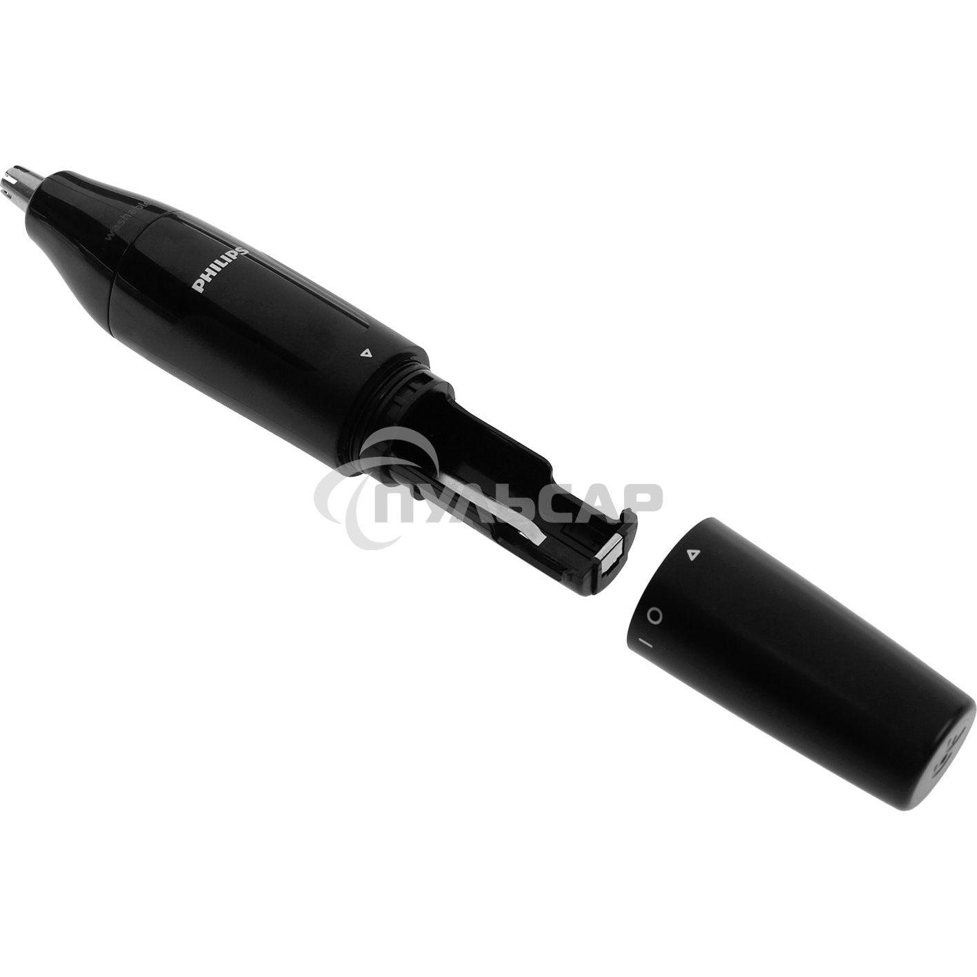 Триммер для носа Philips NT1620/15 роторный режущий элемент, водонепроницаемый корпус - пластик, цвет - черный, в комплекте батарейка АА