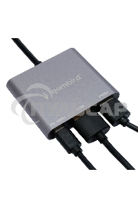 Док-станция Type-C Gembird UHB-D2, 3в1: USB3.1, Type-C PD100W, HDMI, кабель 15см, алюминий