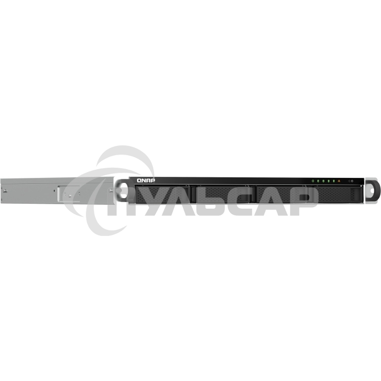 Сетевое хранилище SMB QNAP TS-464U-8G NAS 4 HDD trays, rackmount 1U, 1 PSU. 4-core Intel Celeron N5105/N5095 2.0-2.9 GHz, 8 Gb RAM MAX, 2x2.5GbE, 2xUSB 3.2 Gen 2 (10Gbps), 2xUSB 2.0, 1xHDMI, PCIe Gen 3 x2, W/o rail kit RAIL-B02