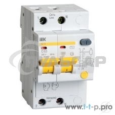 Выключатель автоматический дифференциального тока 2п C 20А 30мА тип AC 4.5кА АД-12 ИЭК MAD10-2-020-C-030
