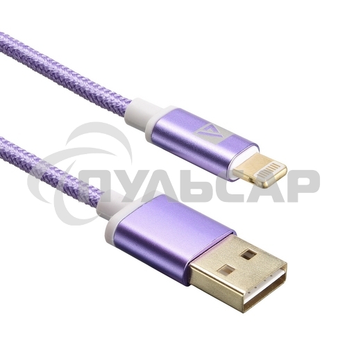 Кабель USB ACD-Style Lightning ~ USB-A 2-сторонние коннекторы, нейлон, 1м, фиолетовый (ACD-U913-P6P)