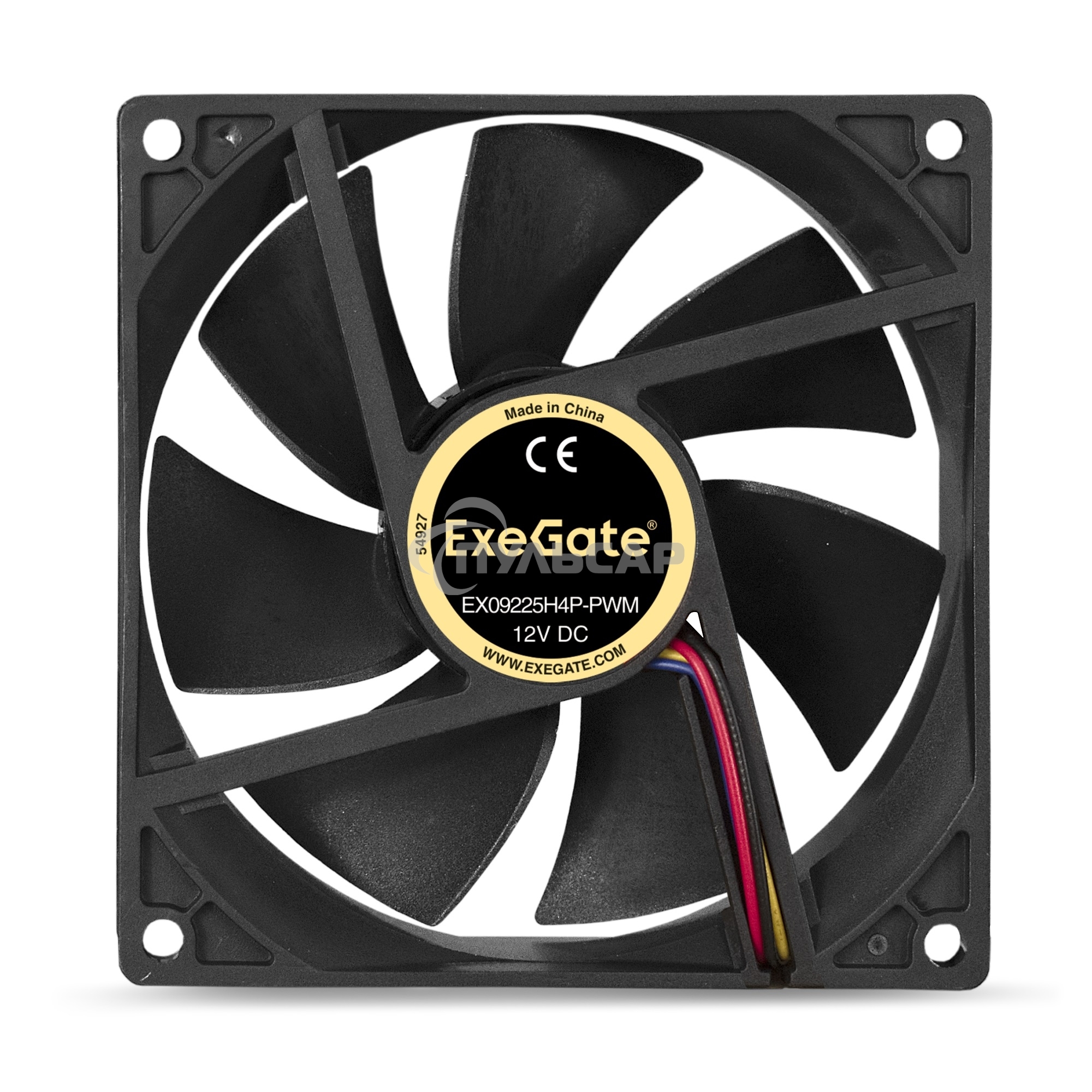 Вентилятор для корпуса ExeGate E09225H4P-PWM черный, 92 мм, 2000 об/мин, 26 дБ, 4 pin