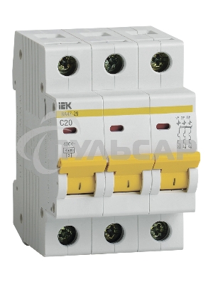 Выключатель автоматический Iek MVA20-3-020-C ВА47-29 3Р 20А 4,5кА х-ка С ИЭК
