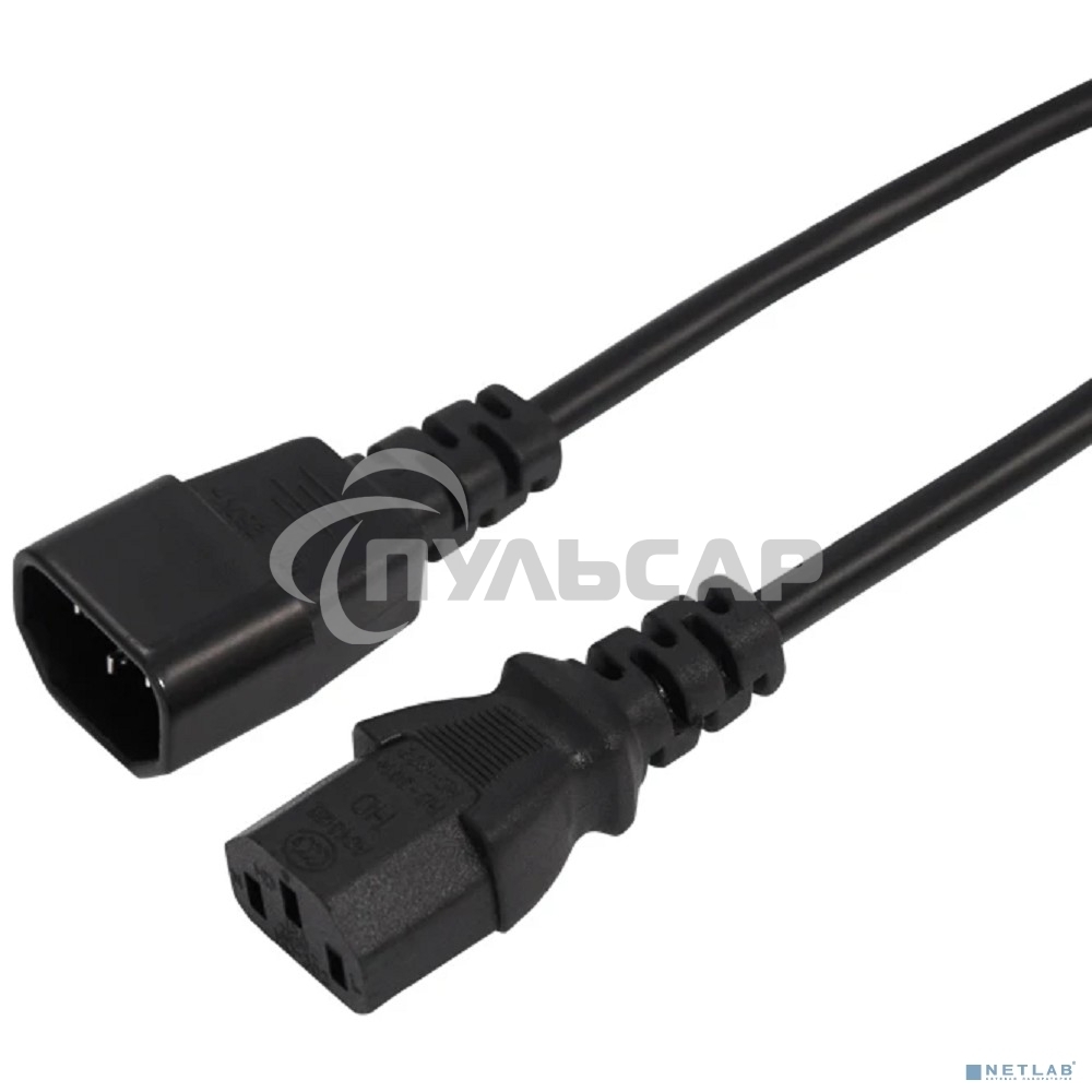 Шнур сетевой Rexant IEC 320 C13 – IEC 320 C14 3x0,75мм², длина 0,6м