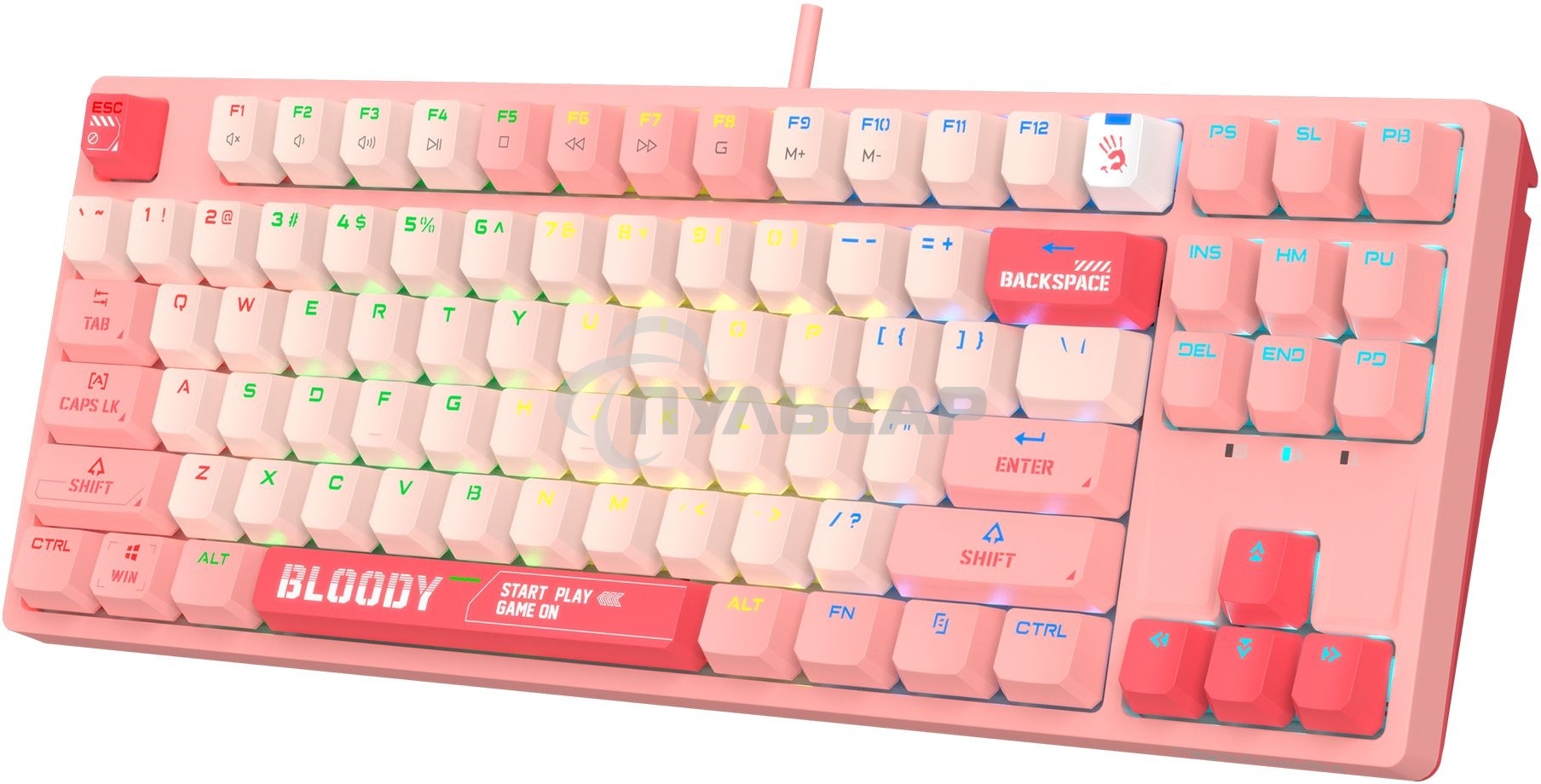 Клавиатура проводная A4Tech Bloody S87 Energy (S87 USB ENERGY PINK) USB розовый