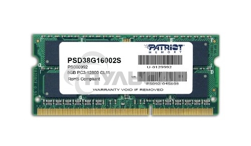 Оперативная память Patriot, DDR3, 8Gb (1x8 Gb), 1600 MHz, CL11, SO-DIMM