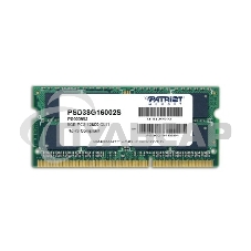 Оперативная память Patriot, DDR3, 8Gb (1x8 Gb), 1600 MHz, CL11, SO-DIMM