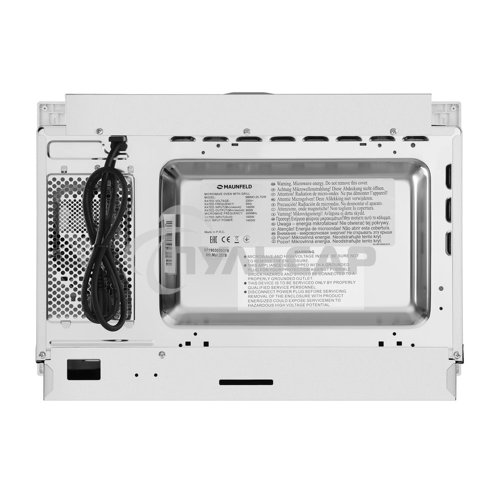 Микроволновая печь встраиваемая Maunfeld MBMO.25.7GW белый, 25 л, 900 Вт, переключатели - сенсор