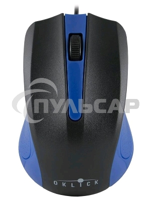 Мышь проводная Oklick 225M черный/синий, 1200 dpi, USB, кнопки - 3