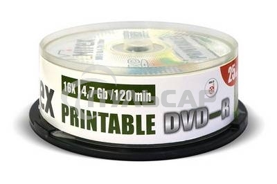 Диск DVD-R Mirex 4.7 Gb, 16x, Cake Box (25), Ink Printable (25/300)