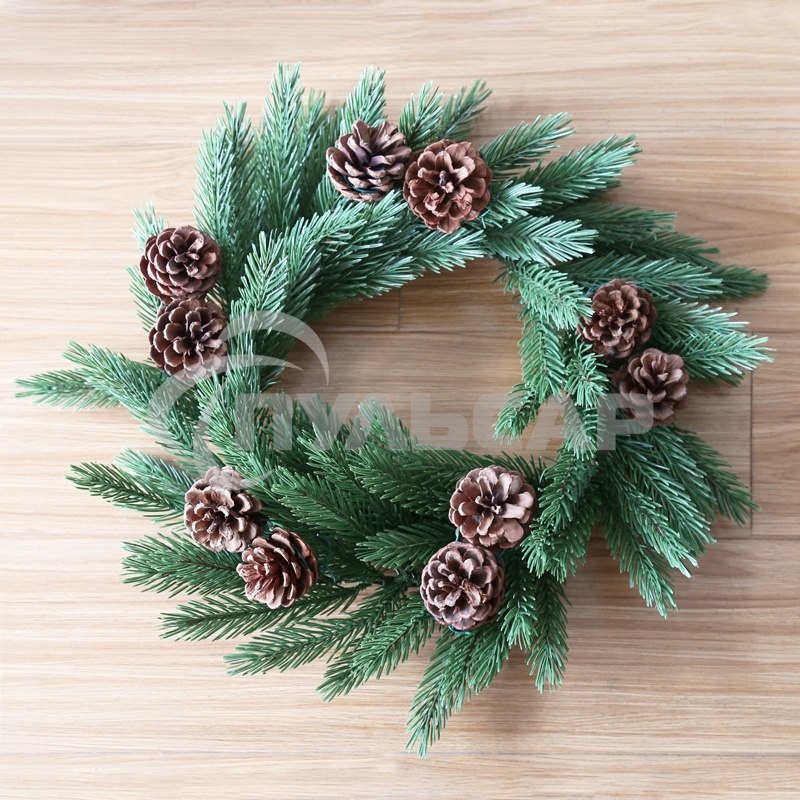 Еловый венок с шишками Neon-night Ø 45см, Литой