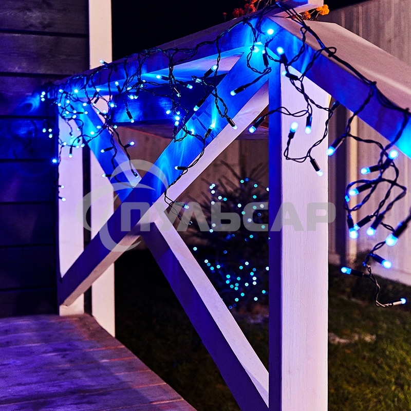 Гирлянда Neon-night Айсикл (бахрома) светодиодный, 4,8 х 0,6 м, черный провод, 230 В, диоды синие, 176 LED