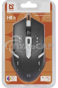 Мышь проводная Defender Hit MB-601 черный, 1200 dpi, USB, кнопки - 4