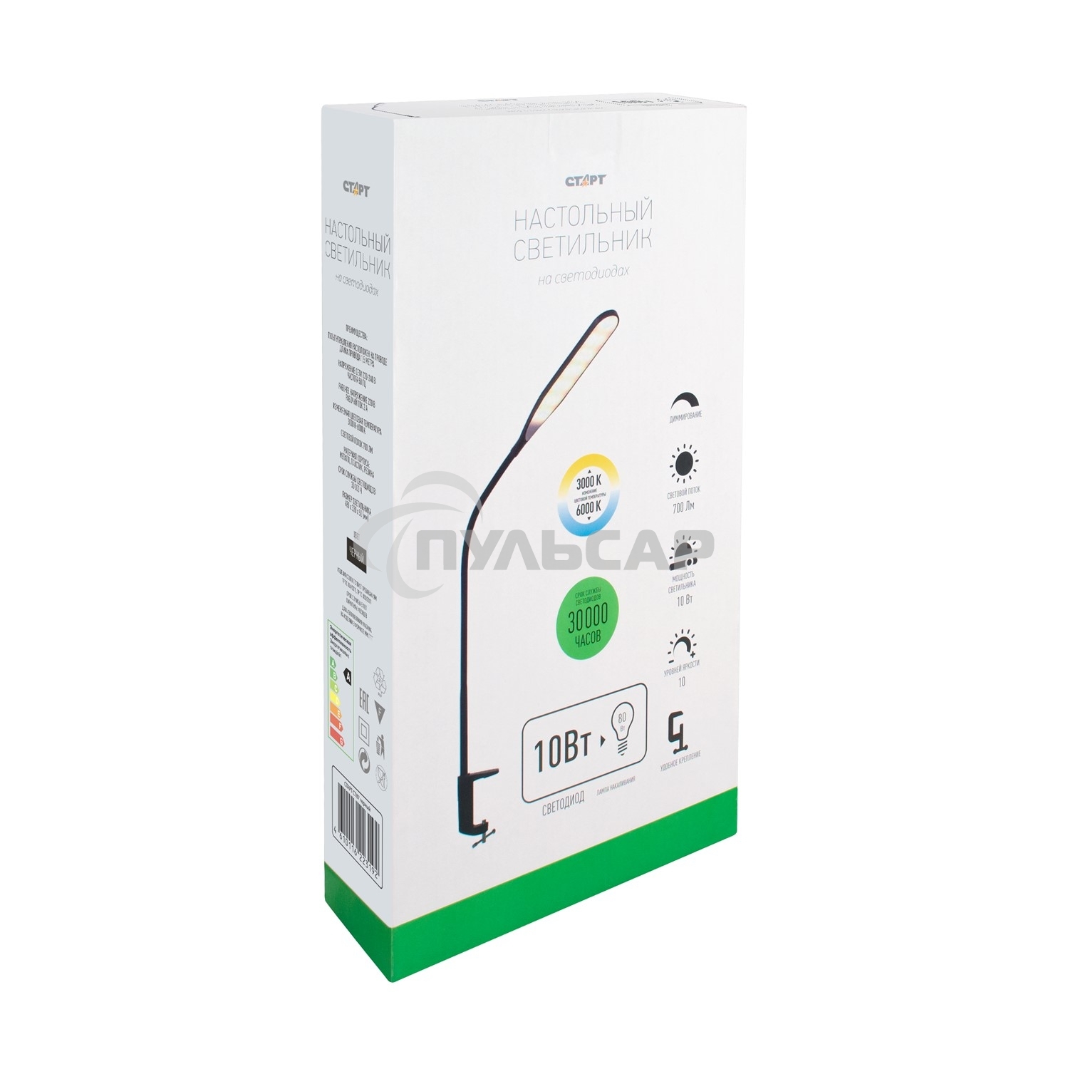 Светильник настольный СТАРТ CT87, 10Вт, 500Лм, 3500-6000K, 1.5м, черный