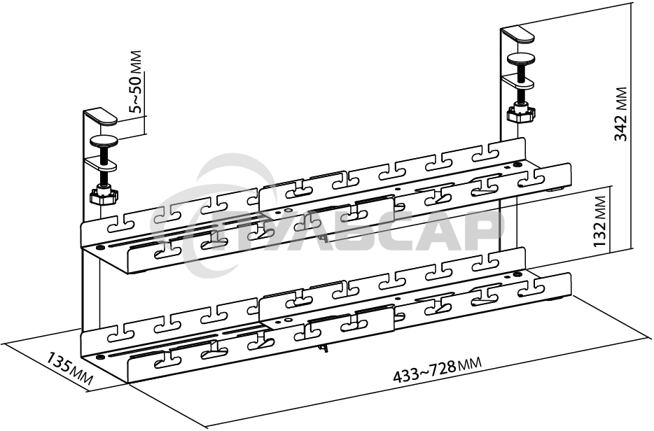 Кабель-канал Cactus CS-CM-700-2BK для столов 72.8x13.5x34.2см черный