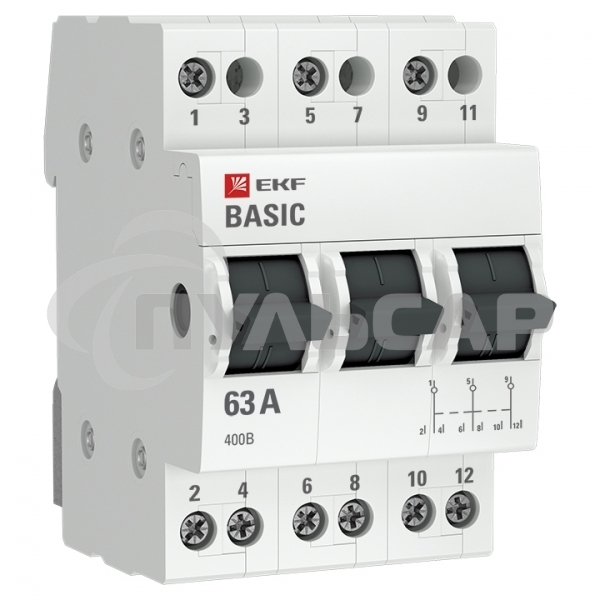 Переключатель трехпозиционный 3п 63А Basic EKF tps-3-63