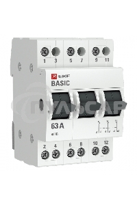 Переключатель трехпозиционный 3п 63А Basic EKF tps-3-63