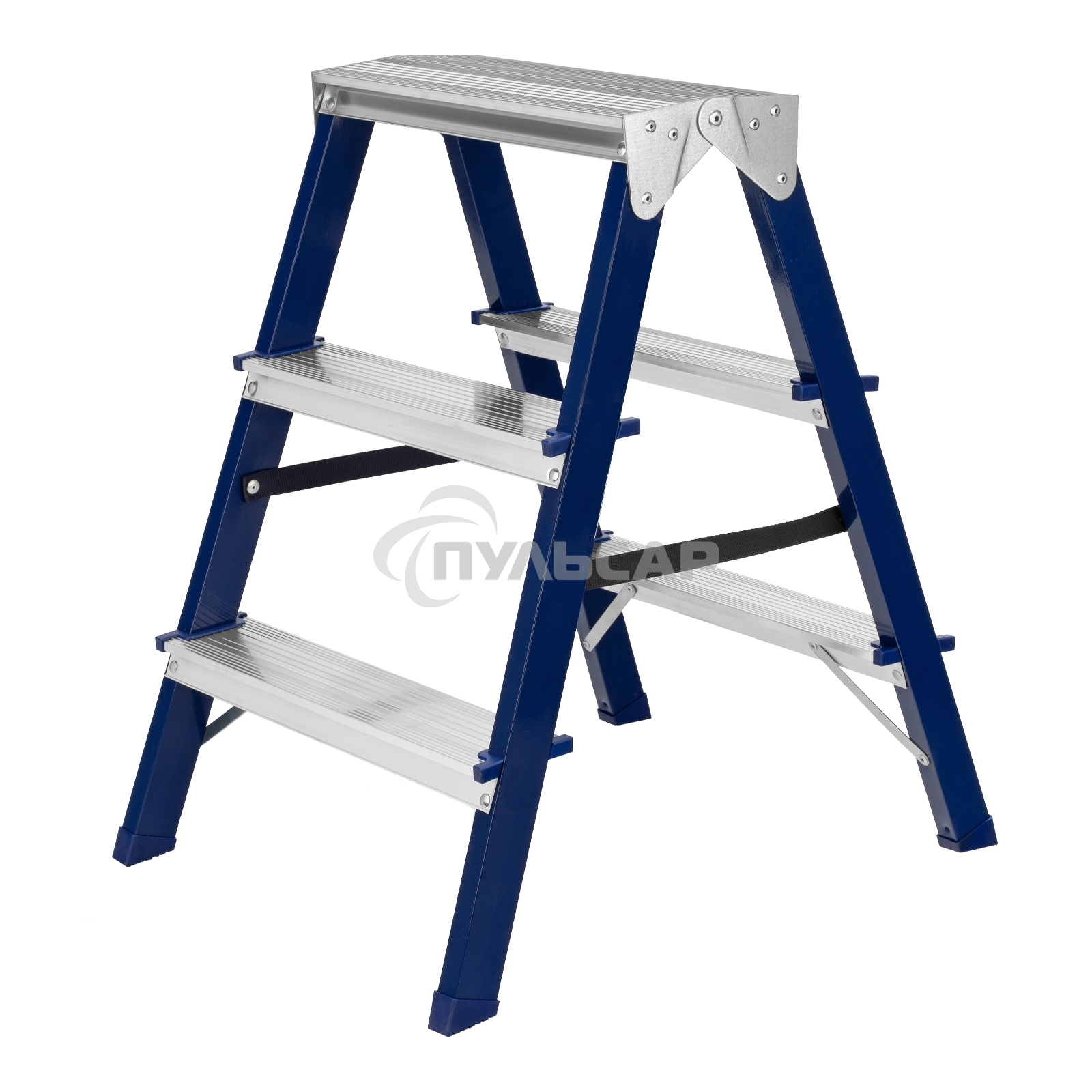 Стремянка двусторонняя Сибртех 3ст стальная, 97933