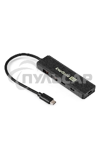 USB-Хаб (концентратор) 4-в-1 ExeGate DUB-2C2P/10G (кабель-адаптер USB 3.2 Gen2 Type C --> 2xUSB3.2 Gen2 Type-A (10G)/2xUSB3.2 Gen2 Type-C (10G), SuperSpeed+ USB 10Gbps, Plug&Play, черный)