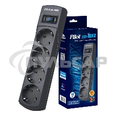 Сетевой фильтр Pilot m-MAX 10м (4 розетки) серый (коробка) Сетевой фильтр Pilot m-MAX 10м (4 розетки) серый (коробка)