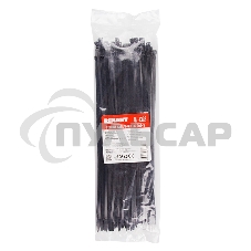 Хомут-стяжка кабельная нейлоновая Rexant 300 x4,8 мм, черная, упаковка 100 шт.
