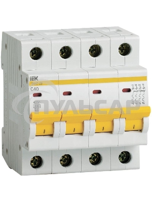 Выключатель автоматический Iek MVA20-4-040-C ВА47-29 4Р 40А 4,5кА х-ка С ИЭК