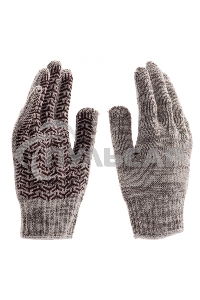 Перчатки трикотажные усиленные, гелевое ПВХ-покрытие, 7 класс, бело-серый меланж, Россия Сибртех