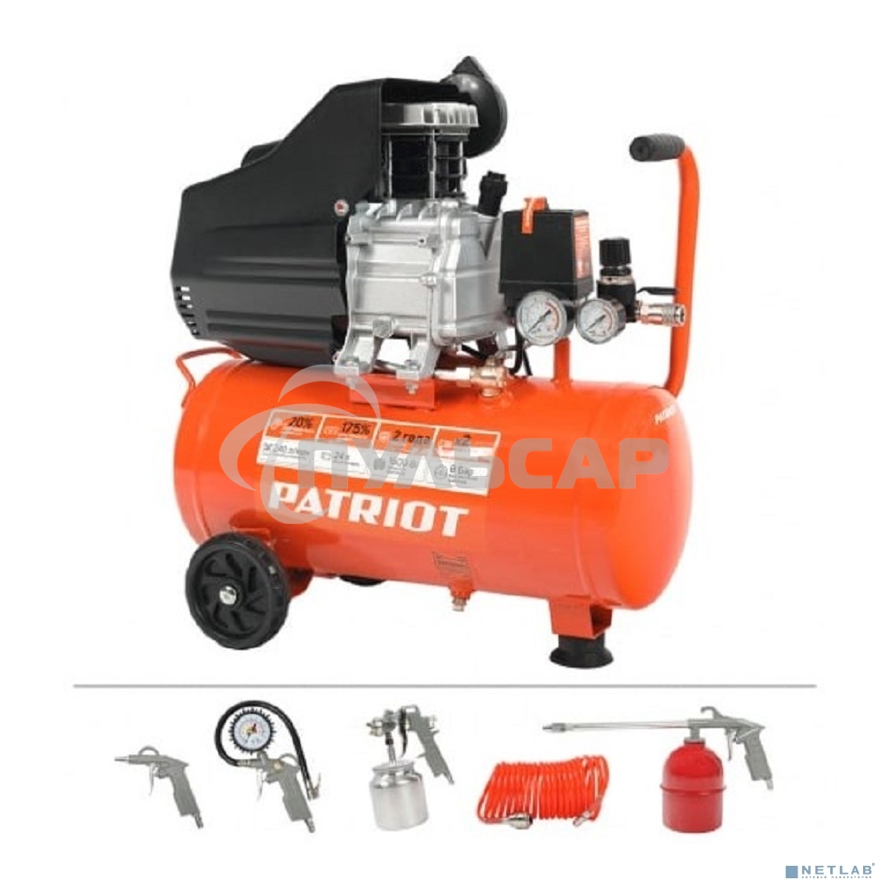 Компрессор PATRIOT EURO 24-240K + набор пневиоинструмента KIT 5В1.5кВт 220В 240л/мин 24л