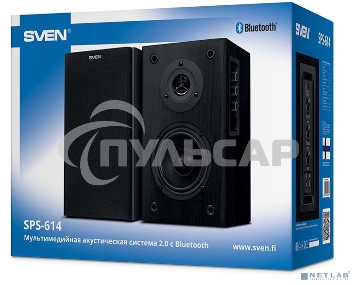 Колонки Sven SPS-614 2.0 (2x20W, Bluetooth, дерево, black)