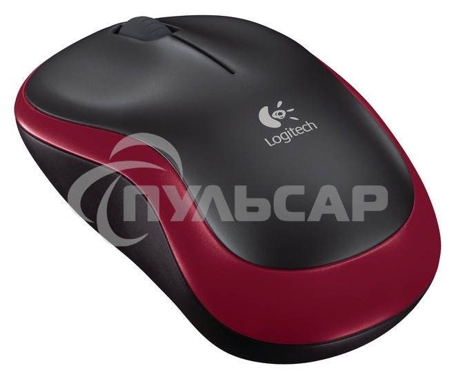 Мышь беспроводная Logitech M185, красный, 1000 dpi, радиоканал, USB, кнопки - 3