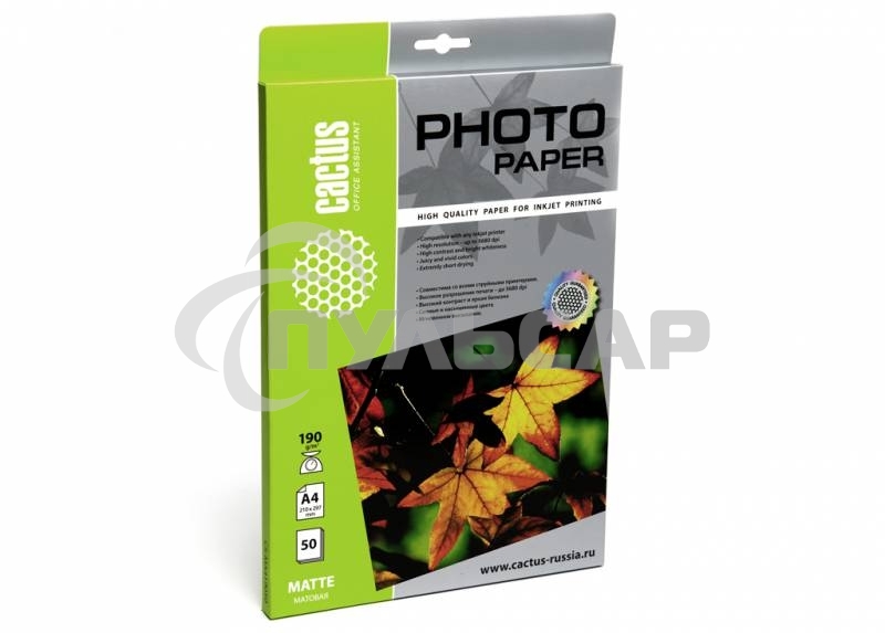 Фотобумага Cactus CS-MA419050 матовая A4 190 г/м2 50 листов
