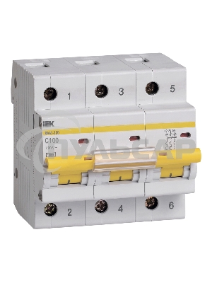 Выключатель автоматический модульный 3п C 100А 10кА ВА47-100 ИЭК MVA40-3-100-C