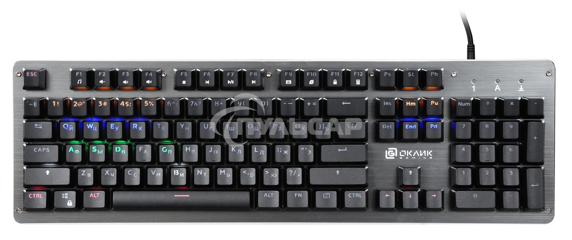 Клавиатура проводная Oklick 970G DARK KNIGHT механическая черный USB Gamer LED