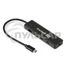 USB-Хаб (концентратор) 4-в-1 ExeGate DUB-2C2P/5G (кабель-адаптер USB 3.2 Gen1 Type C --> 2xUSB3.2 Gen1 Type-A (5G)/2xUSB3.2 Gen1 Type-C (5G), SuperSpeed USB 5Gbps, Plug&Play, черный)